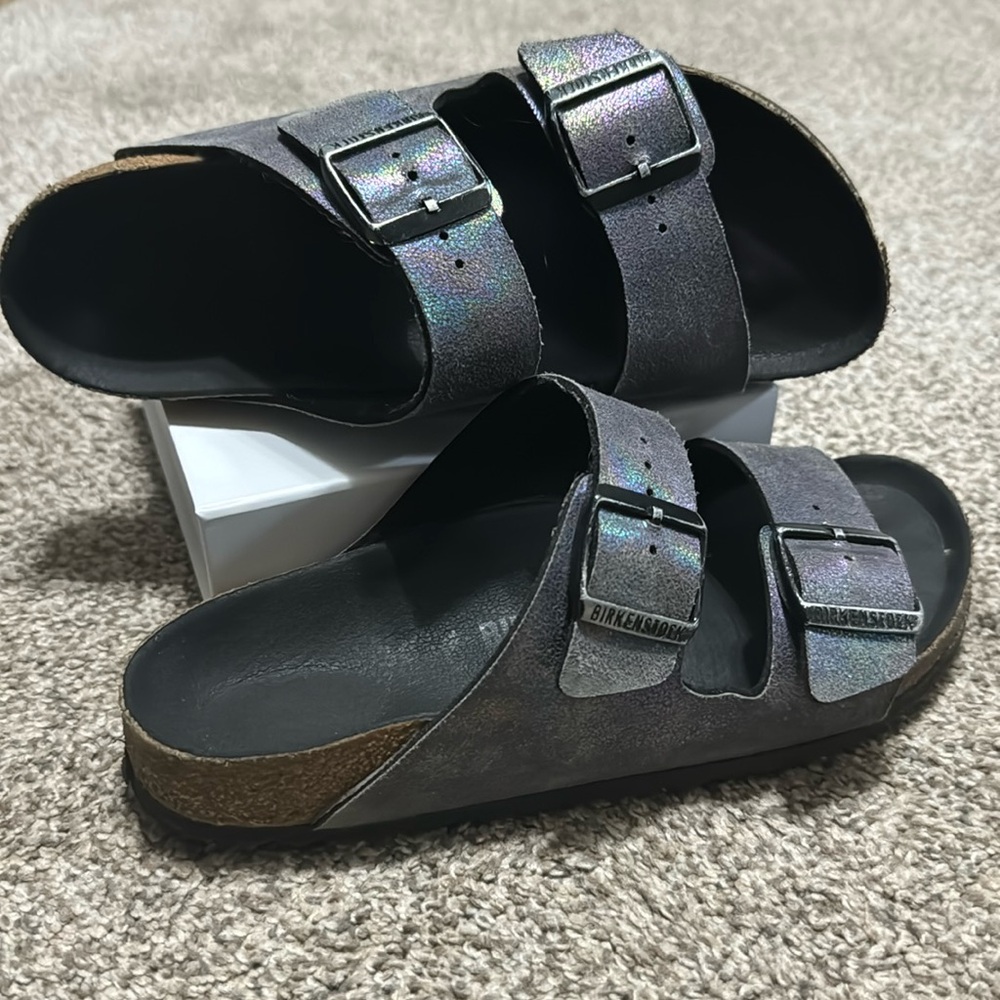Birkenstock Arizona Birko-flor - Iridescent Black Narrow